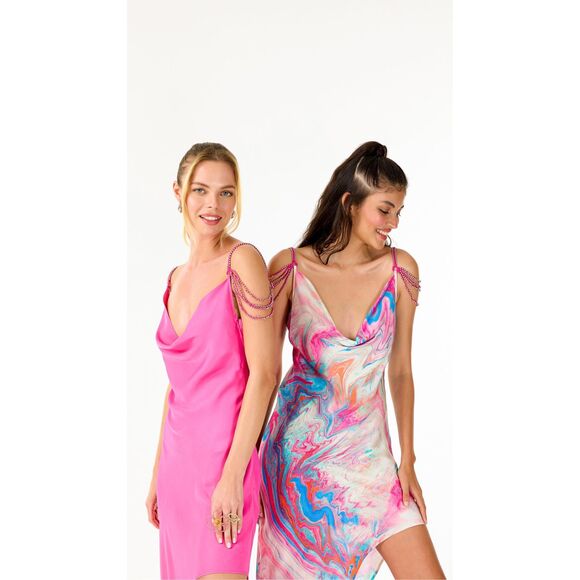 NWT My Beachy Side Cotton Candy Side Slit Dress Size Large $385 - Picture 3 of 11